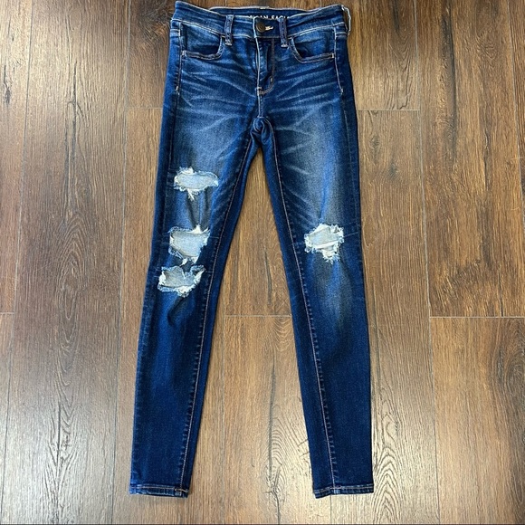 American Eagle distressed jeggings SZ 4 - Picture 2 of 5